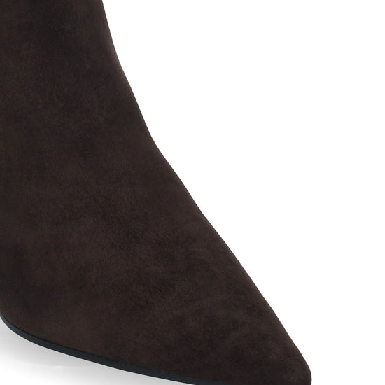 Vista lateral de los botines de ante para mujer Sakura Booties 70 en color marrón de BIBI LOU.