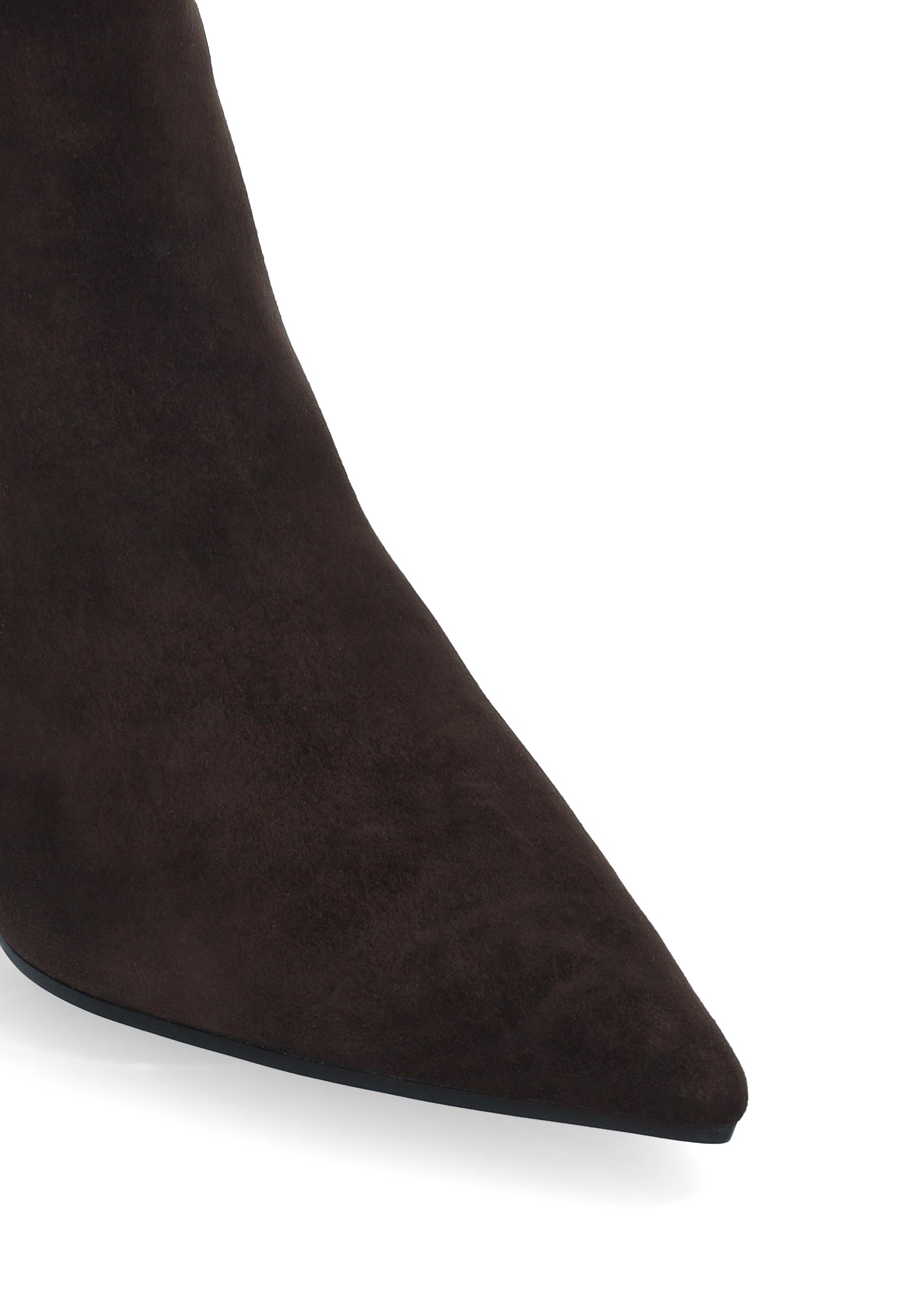 Vista lateral de los botines de ante para mujer Sakura Booties 70 en color marrón de BIBI LOU.