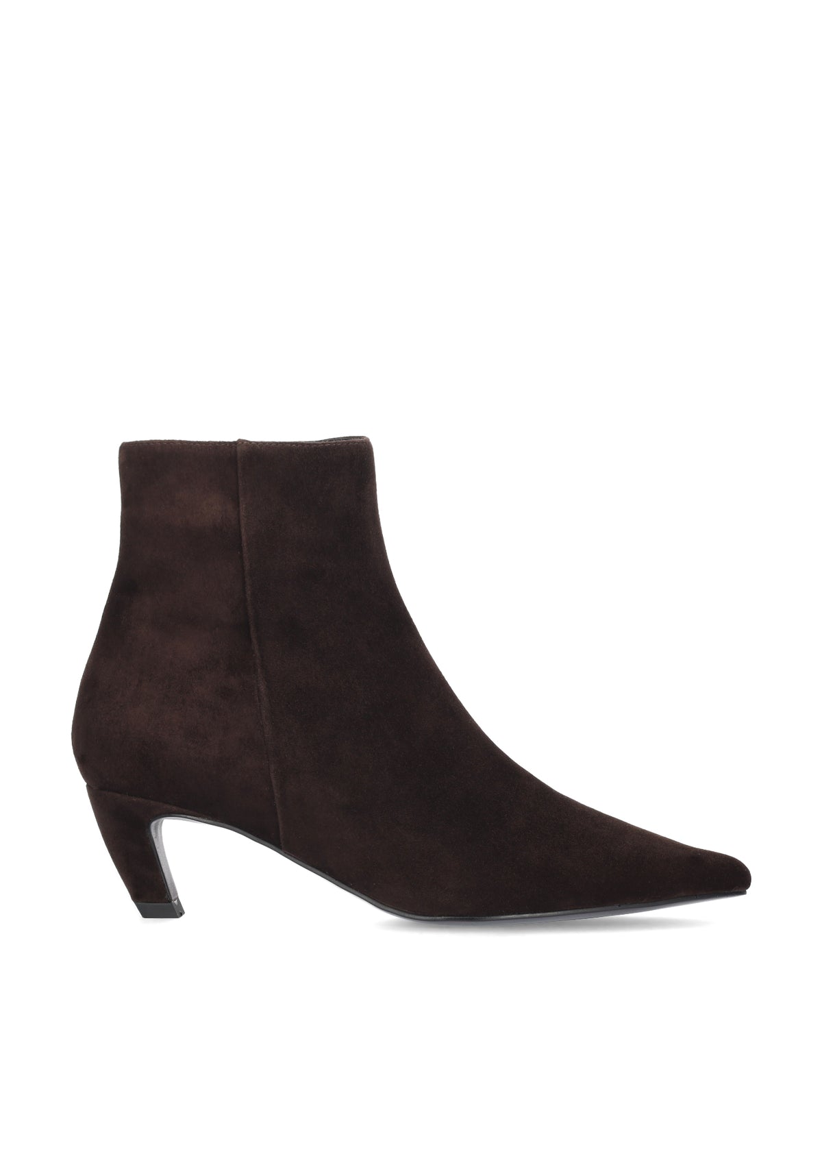 Vista lateral de los botines de ante para mujer Calista Booties 55 en color marrón de BIBI LOU.