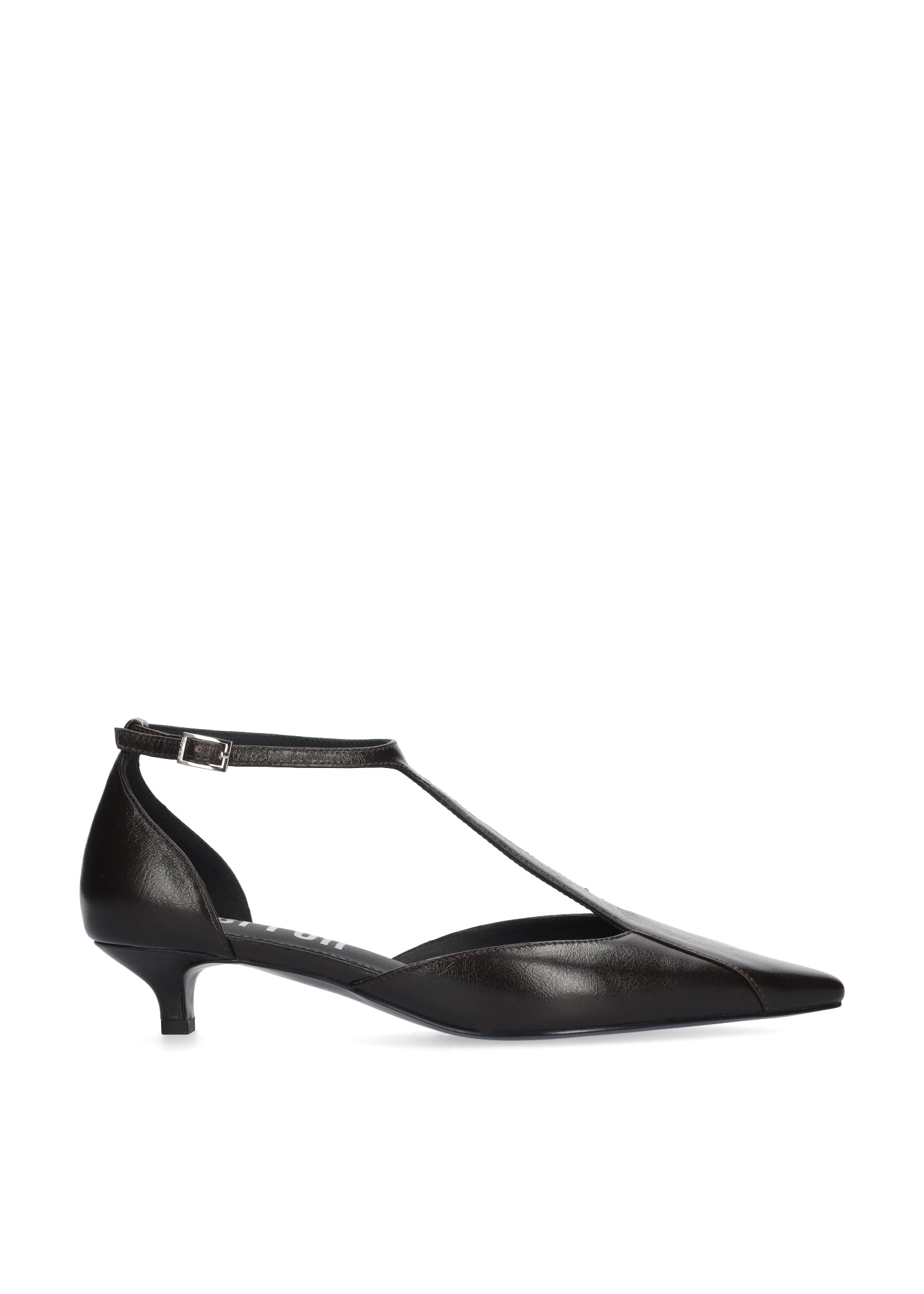 Vista lateral de los zapatos de salón de piel para mujer Canna Pumps 35 en color marrón de BIBI LOU.