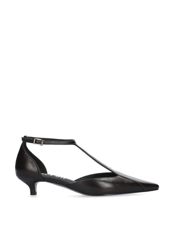 Vista lateral de los zapatos de salón de piel para mujer Canna Pumps 35 en color marrón de BIBI LOU.