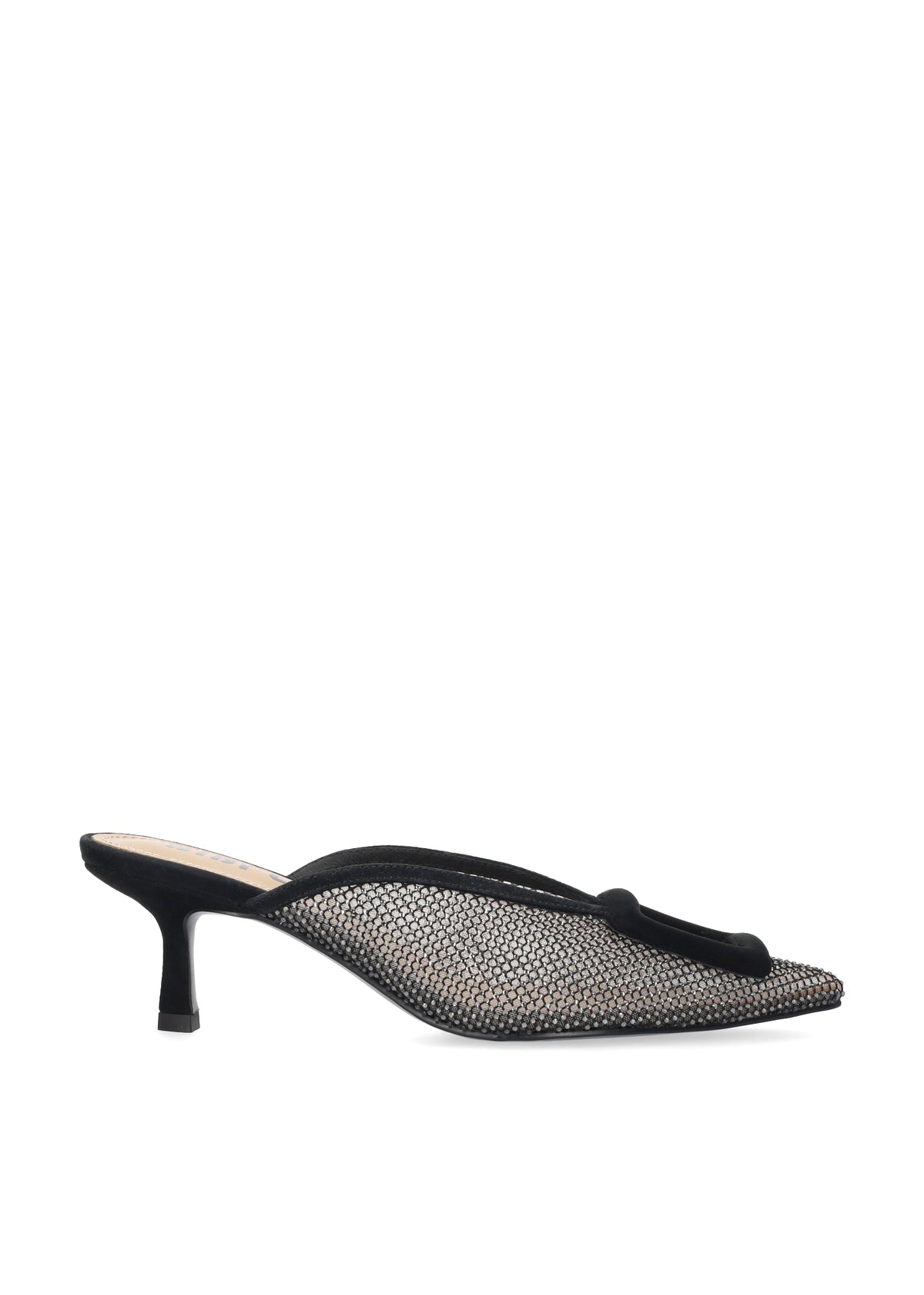Zapatos de salón de mujer Bibi Lou de textil. Modelo Bonnie Mule 55 de punta afilada con adorno forrado tacon tipo de aguja de 5,5 cm Color Negro