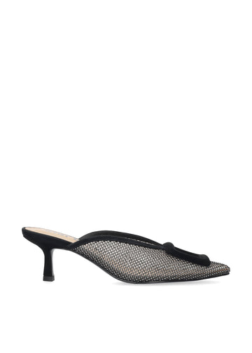 Zapatos de salón de mujer Bibi Lou de textil. Modelo Bonnie Mule 55 de punta afilada con adorno forrado tacon tipo de aguja de 5,5 cm Color Negro
