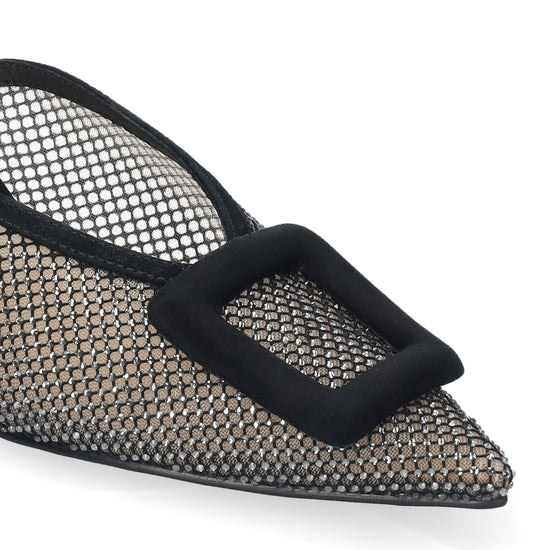 Zapatos de salón de mujer Bibi Lou de textil. Modelo Bonnie Mule 55 de punta afilada con adorno forrado tacon tipo de aguja de 5,5 cm Color Negro
