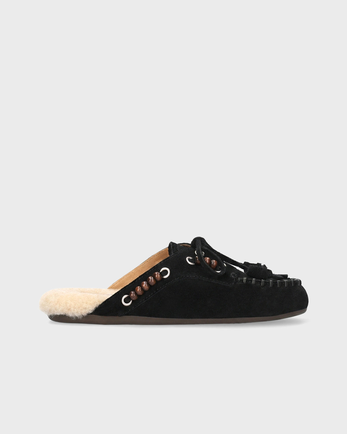 Mocasines Violetta Loafer de mujer en serraje negro con borreguito Bibi Lou