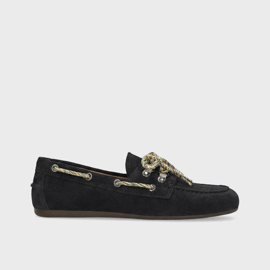 Tana Loafer mocasín clásico de mujer en serraje negro Bibi Lou