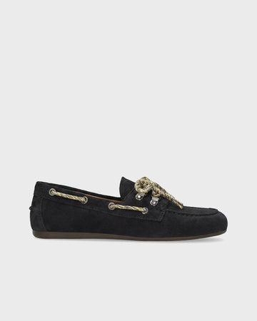Tana Loafer mocasín clásico de mujer en serraje negro Bibi Lou