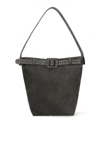 Marcel Shoulder Bag de BIBI LOU en serraje color antracita, con adorno de cinturón y asa fija.