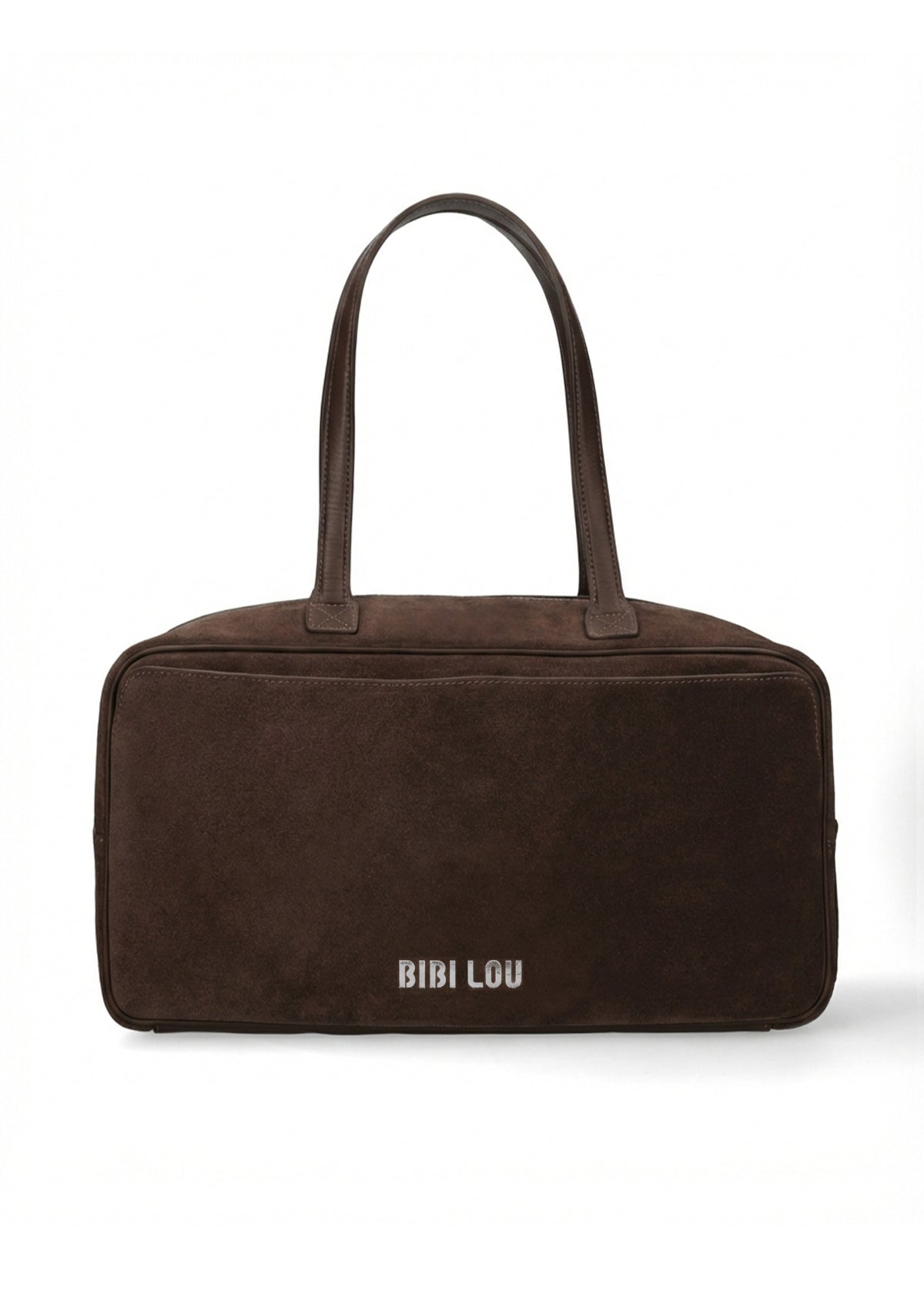 Lava Shoulder Bag de BIBI LOU en serraje marrón, con bolsillo exterior tipo solapa y asa fija.