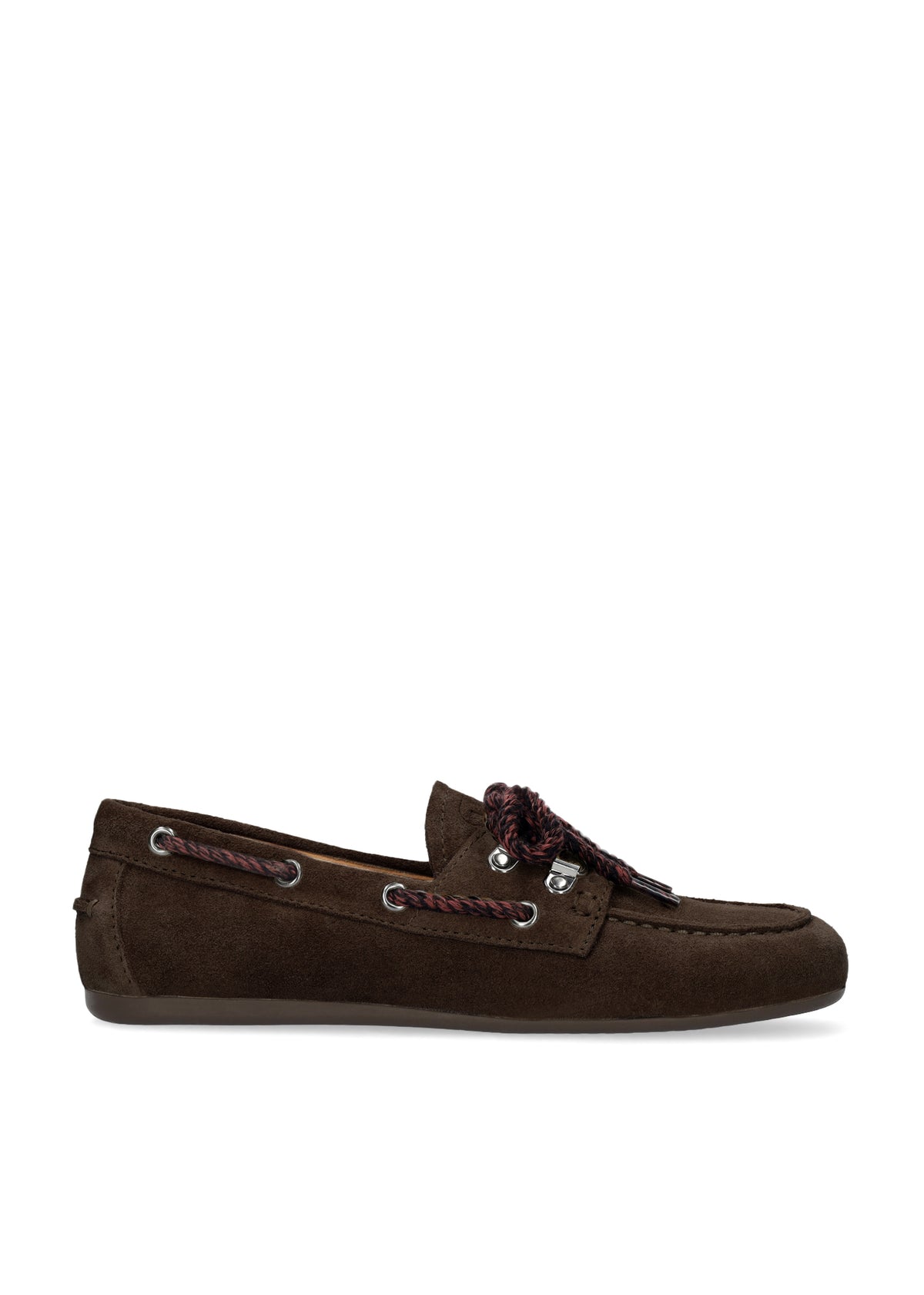 Tana Loafer de BIBI LOU en serraje marrón, con punta redonda y tacón plano.