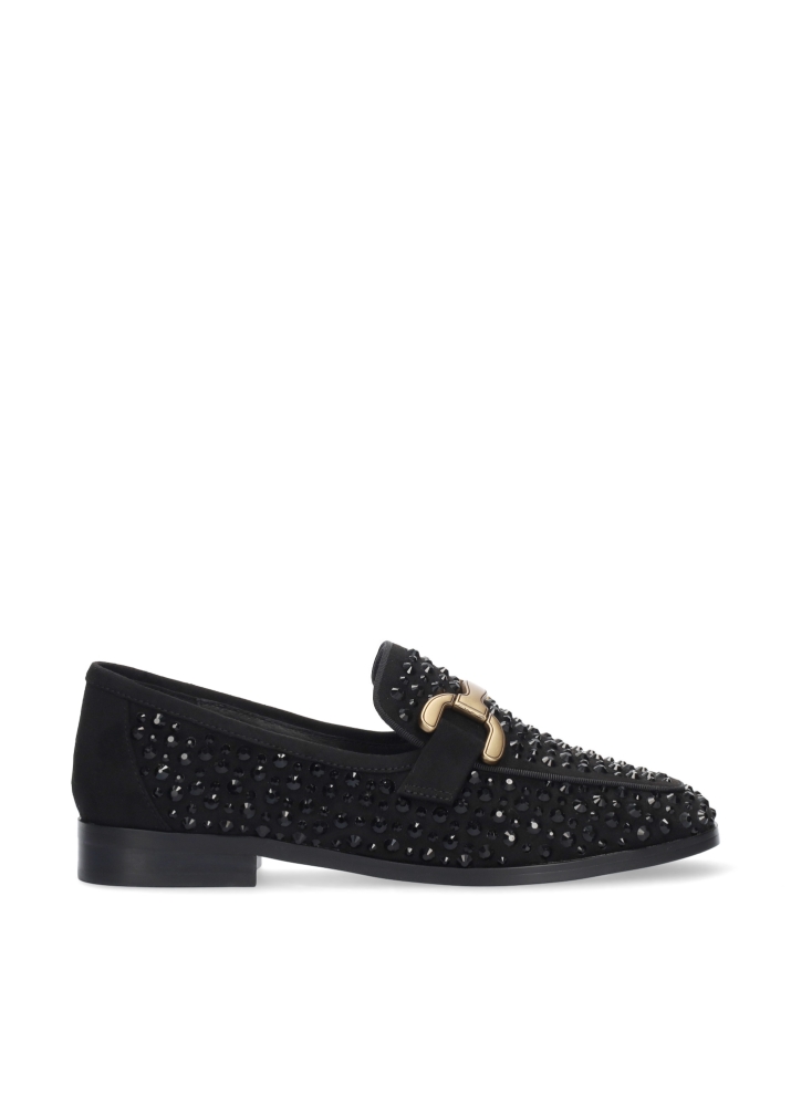 Loafers for women Bibi Lou in suede. Style Vela Loafer with strass