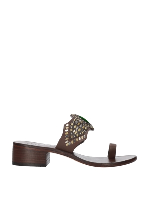TEAK HEELED SANDALS 30